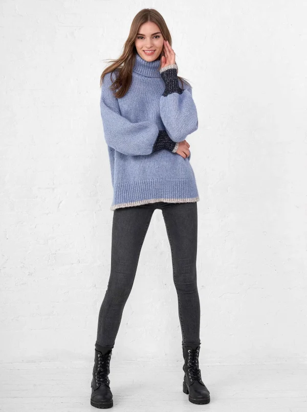 Hot Big Blue Turtleneck Women Turtlenecks