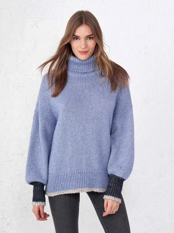 Hot Big Blue Turtleneck Women Turtlenecks