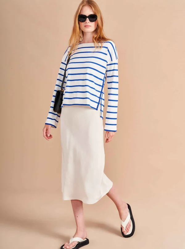 Fashion Breton Long Sleeve Tee Women Tops