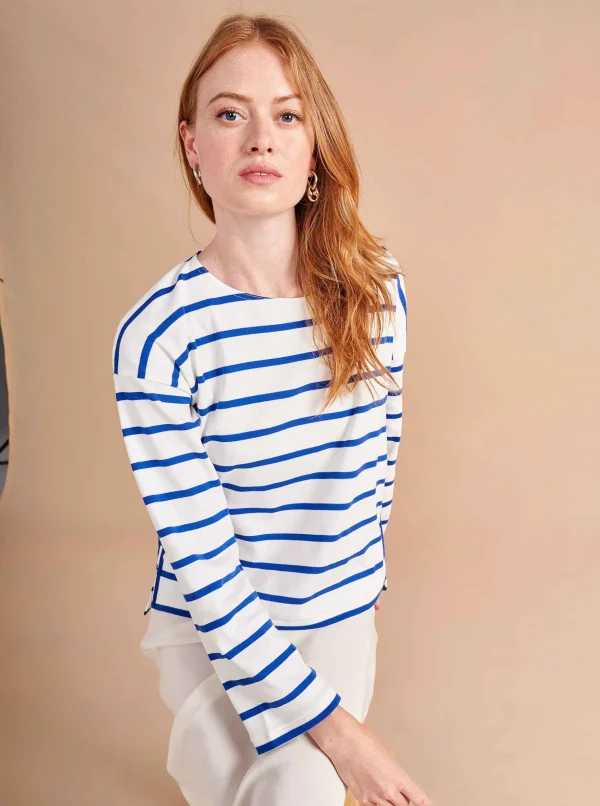 Fashion Breton Long Sleeve Tee Women Tops