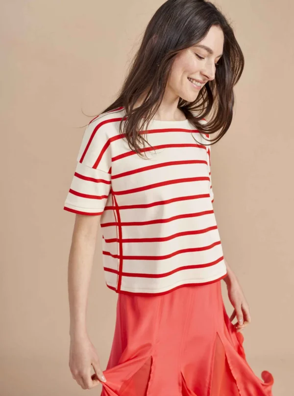 Hot Breton Short Sleeve Tee Women Tops