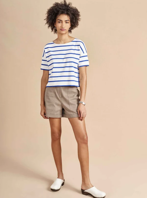 New Breton Short Sleeve Tee Women Tops