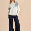 Online Patchwork Cable Sweater Women Sweaters