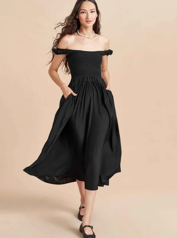 Sale Silk Vivian Dress Women Midi Dresses